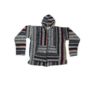 Baja Joe Hoodie Jacket Multicolored Stripe Full Zip Pocket XL